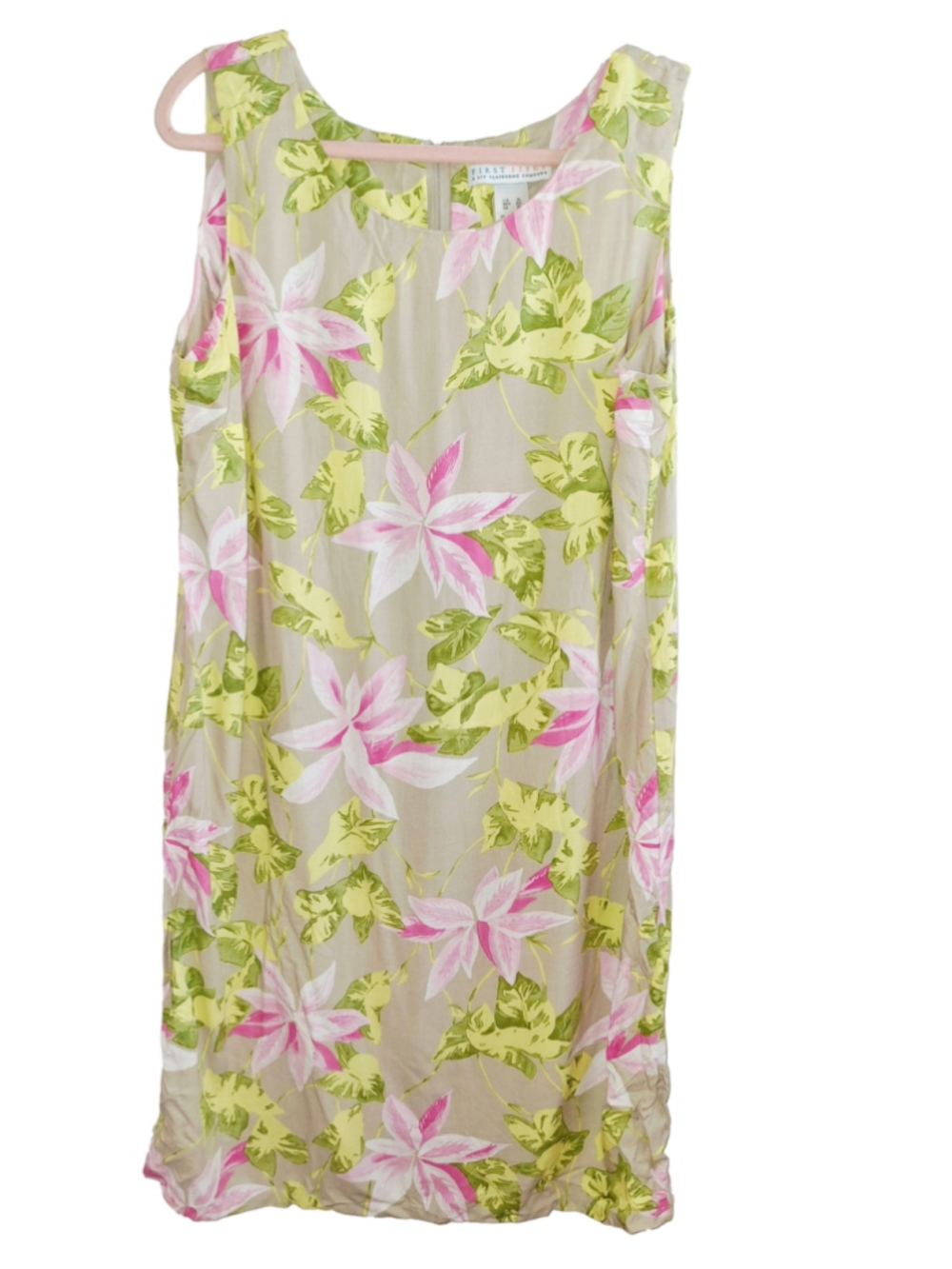 Liz Claiborne First Issue Floral Hawaiian resortcore vacation XL Beige Pink